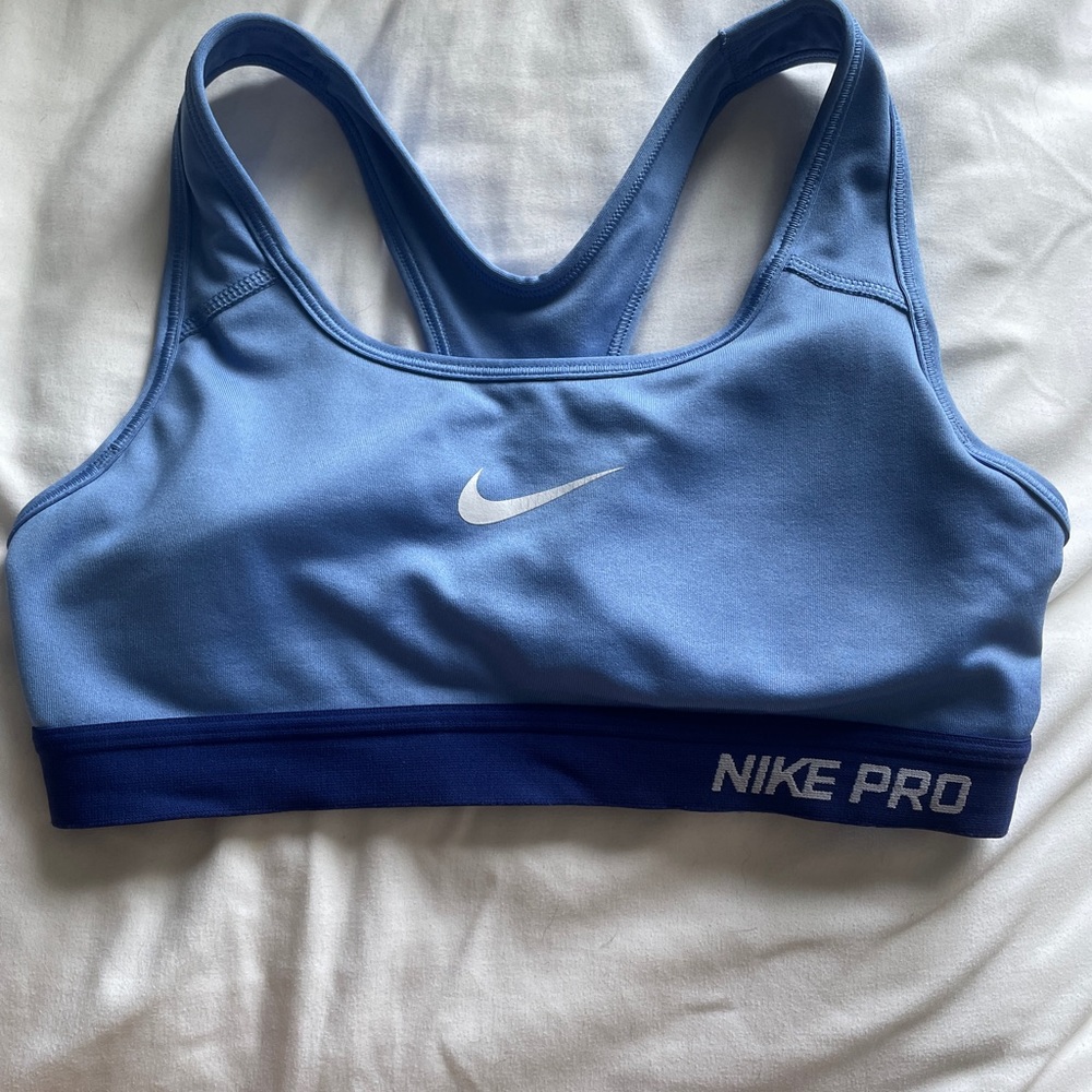 Blue Nike pro sports bra